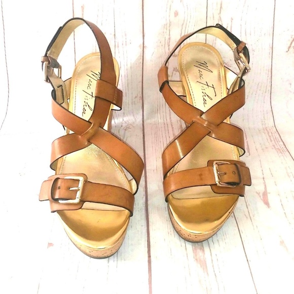 Marc Fisher Shoes - Marc Fisher 8M Gilon3 Tan Cork Platform Sandals